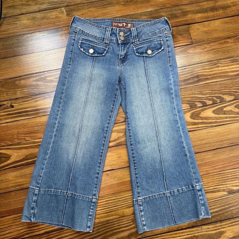 Vintage Y2K Low Rise Wide Leg Capri Jeans | Pintuck Denim, Size 5